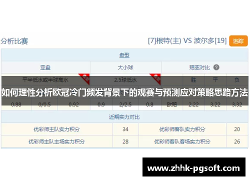 如何理性分析欧冠冷门频发背景下的观赛与预测应对策略思路方法